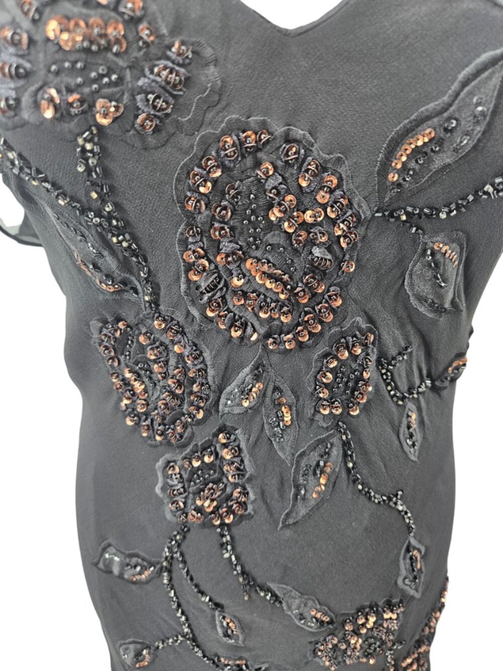 Sue Wong Nocturne Silk Beaded Cocktail Maxi Dress Black Women's Size 8 Evening - Picture 9 of 16